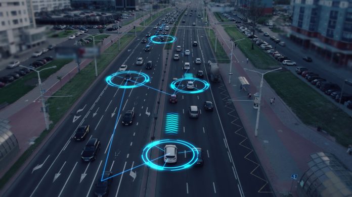 representação futurista de mobilidade e interconexão digital de transportes